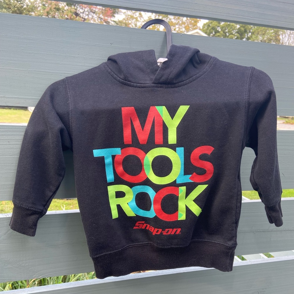 Snap On ‘My Tools Rock’ toddler size 2  sweatshirt by Rabbit Skins black hooded